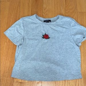 Grey Embroidered Crop top